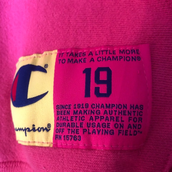Champion Bright Pink Hoodie with Logo Patch - size S/P - Picture 3 of 5